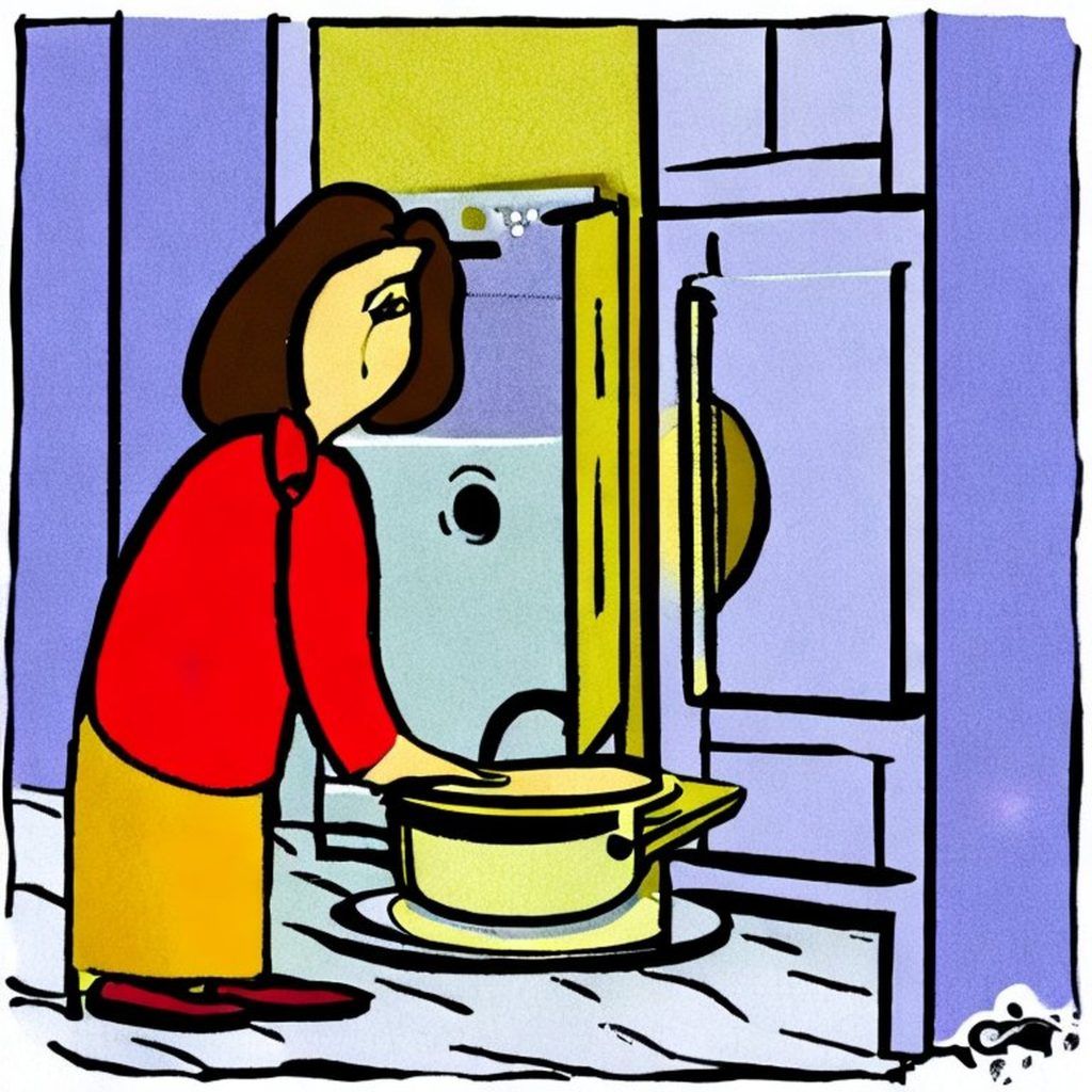 Woman looking at an oven door