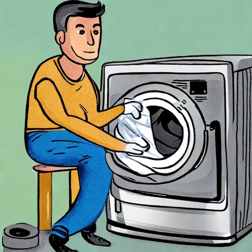 Man repairing clothes dryer. LG dryer