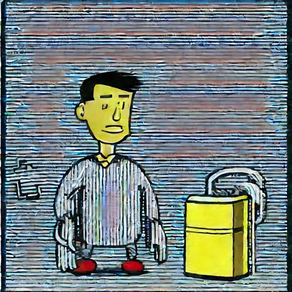 Image of a man with a small dehumidifier