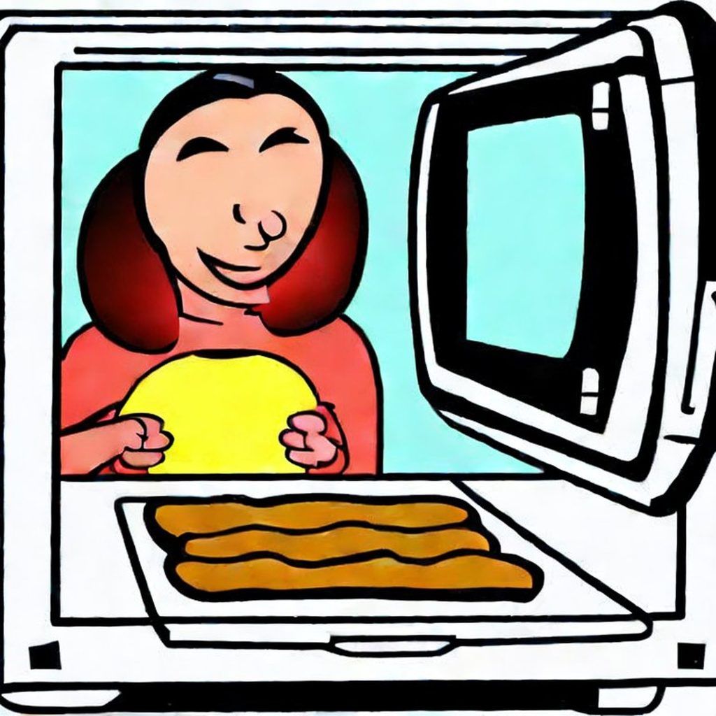 woman looking inside a convection microwave